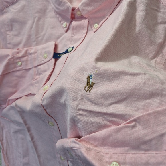 Polo Ralph Lauren Stretch Oxford Shirt Pink Mens XL Slim Button Down Academia - Picture 6 of 15